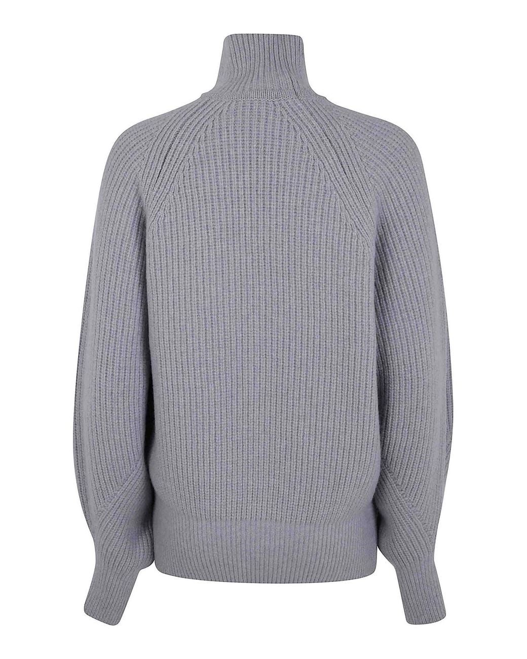 Balmain Gray Batwing Ribbed Knit Pull
