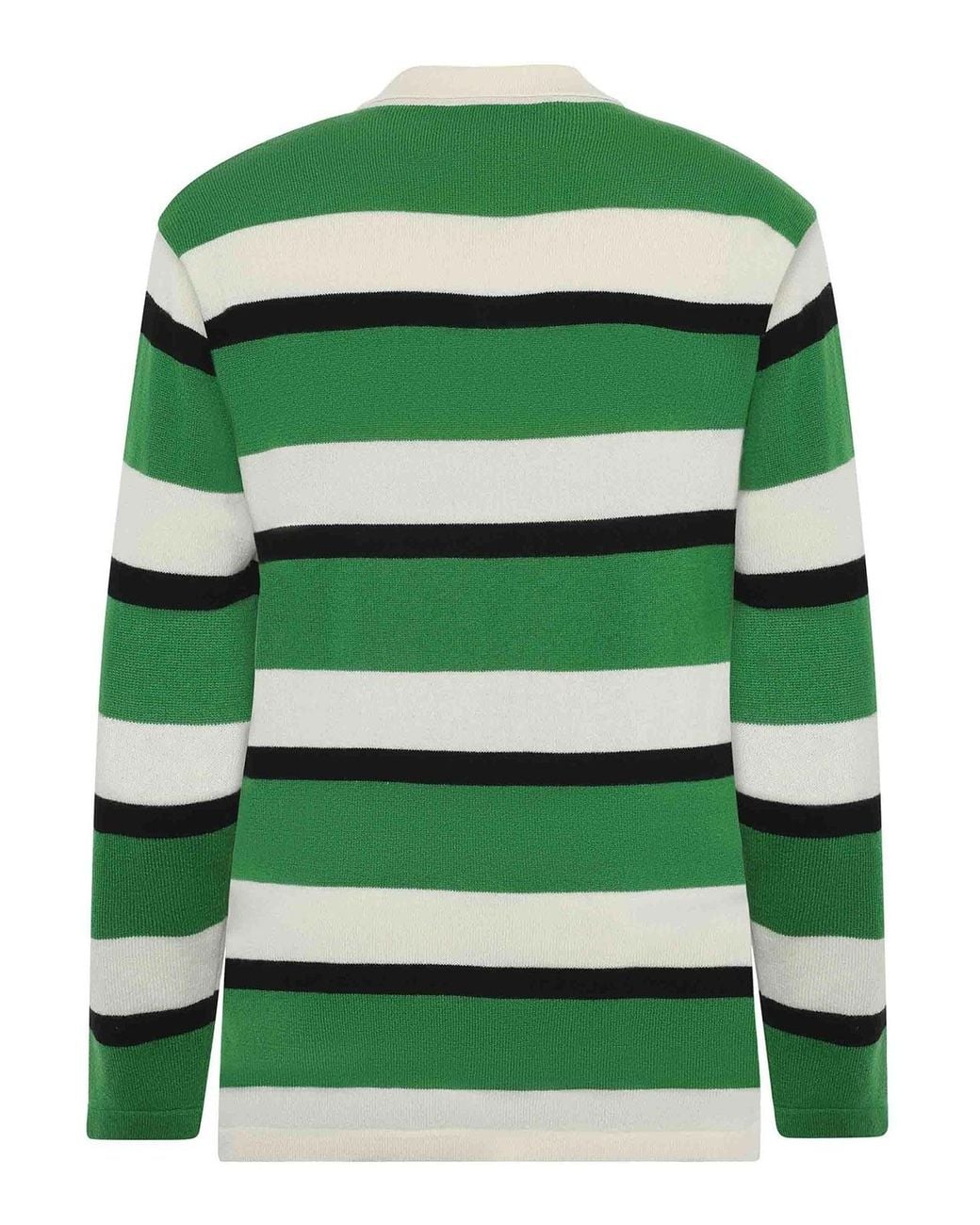 EMERSON RENALDI Green Polo-Neck Striped Sweater for men