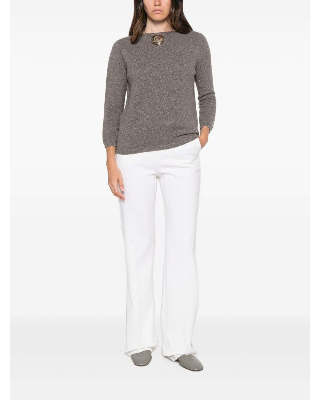 Fabiana Filippi Gray Wool Crewneck Sweater