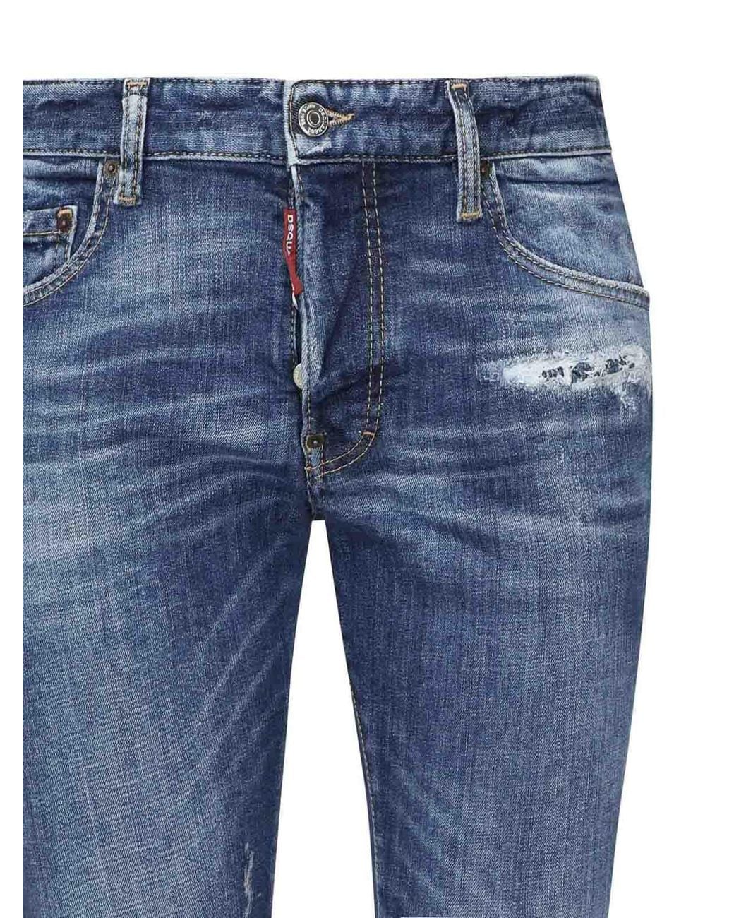 DSquared² Blue Distressed Skater Jeans for men