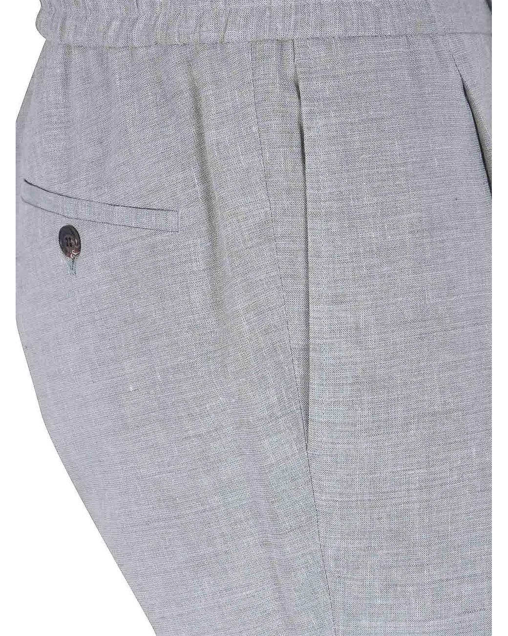 Incotex Gray Elastic Coulisse Waist Chino Trousers for men
