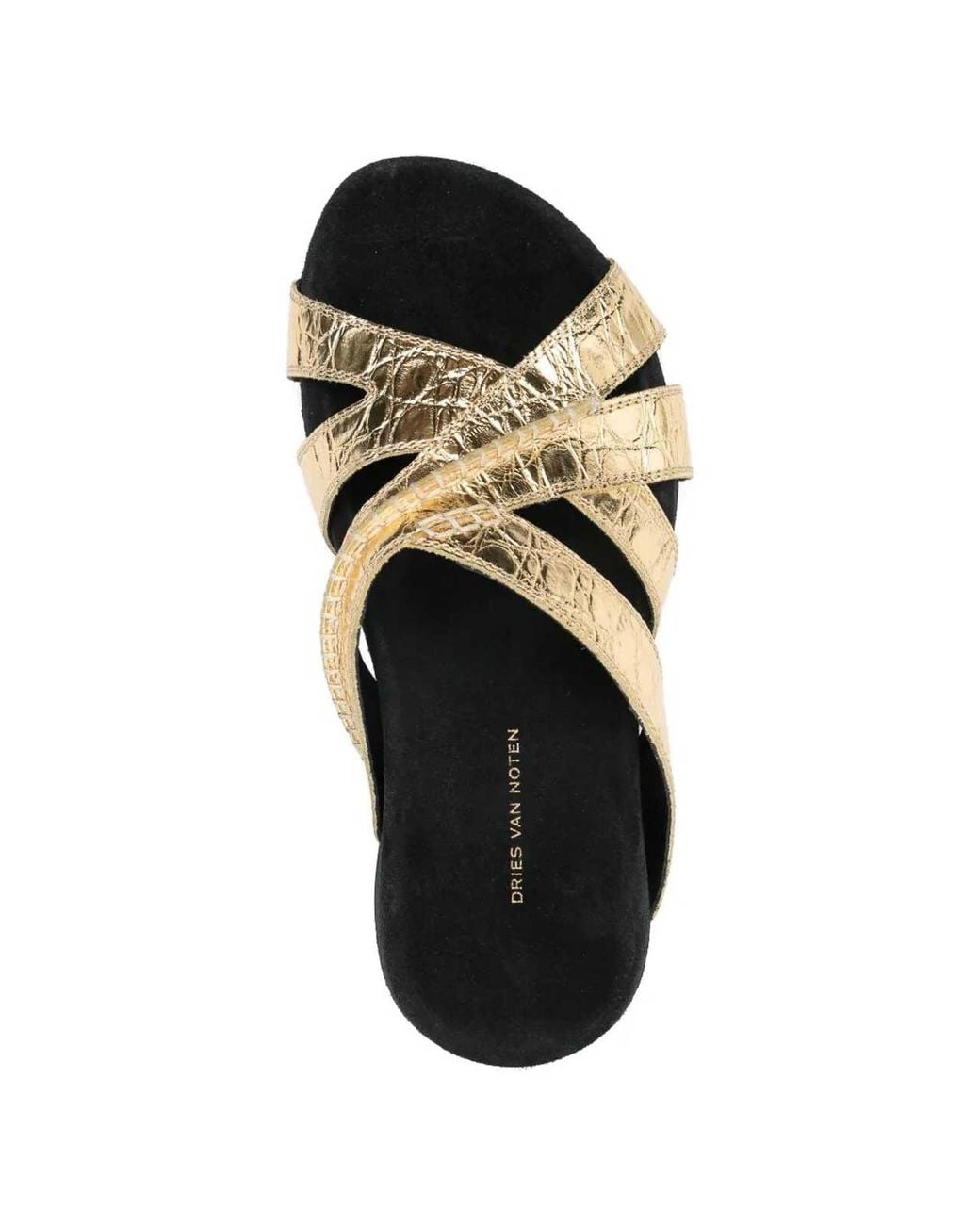 Dries Van Noten Metallic Leather Braided Slippers