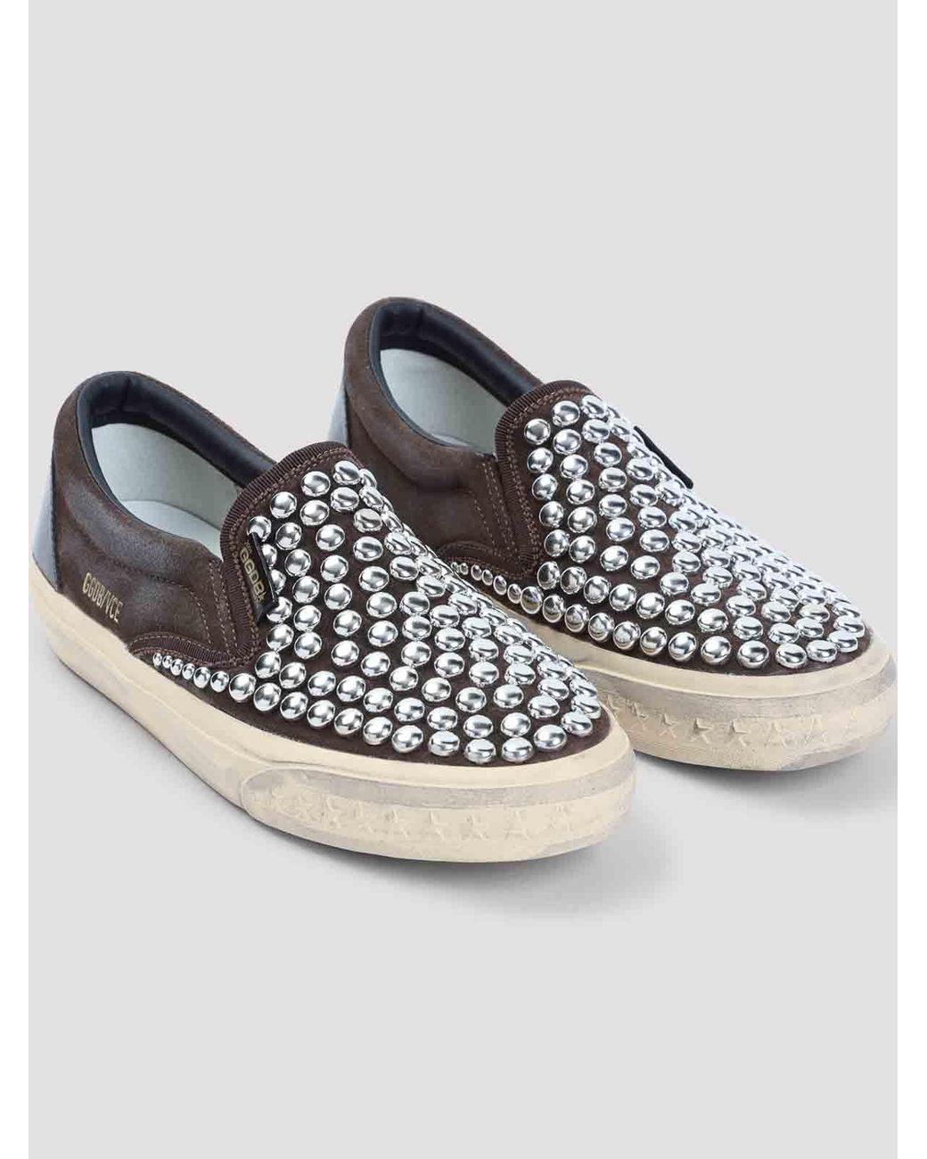Golden Goose Deluxe Brand Blue Vce Studded Leather Slip-On Sneakers