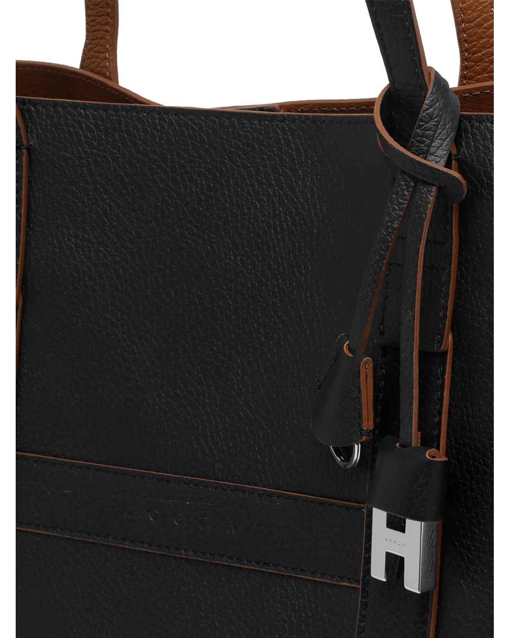 Hogan Black Medium Script Shopping Bag