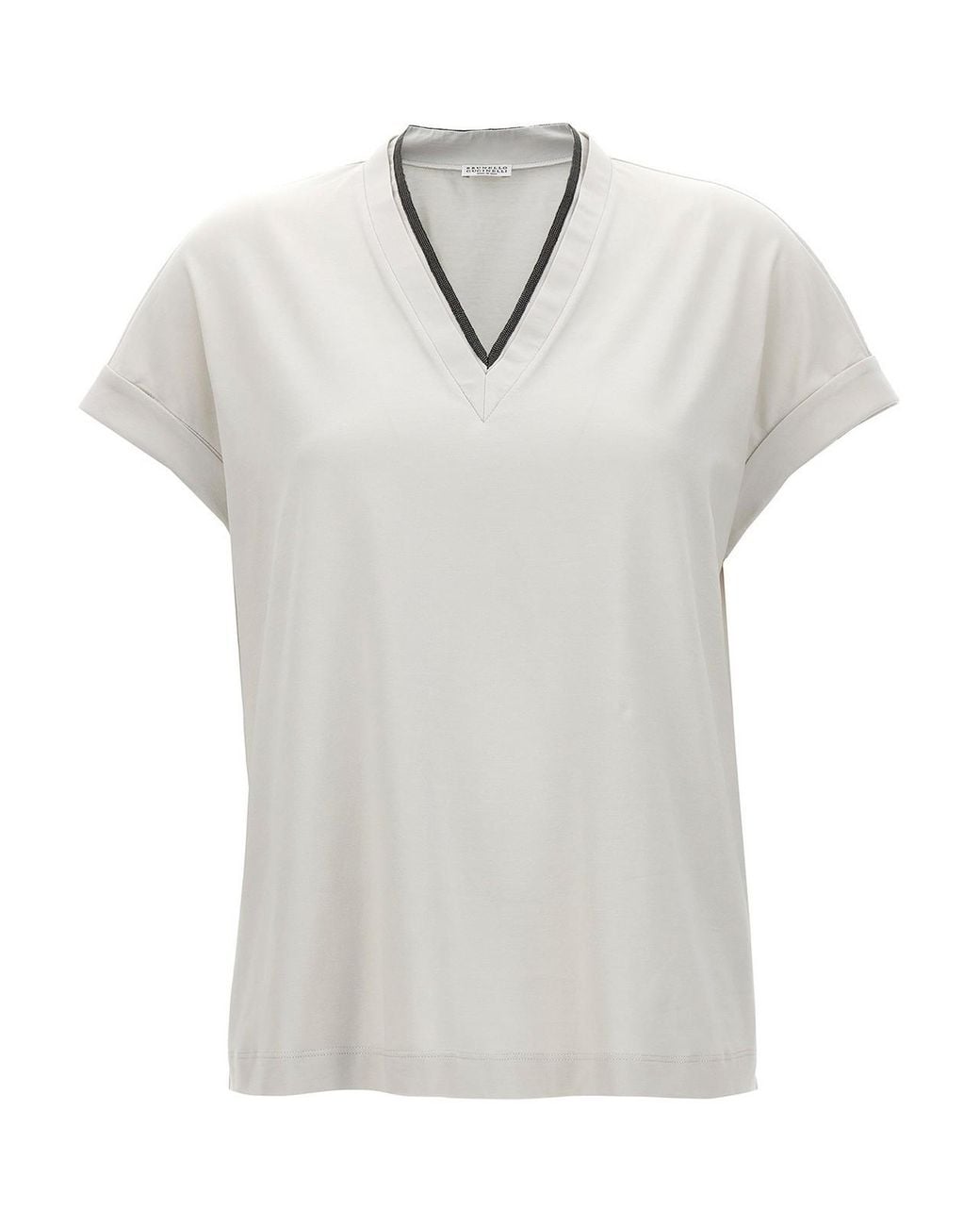 Brunello Cucinelli White Monile Jersey T-Shirt