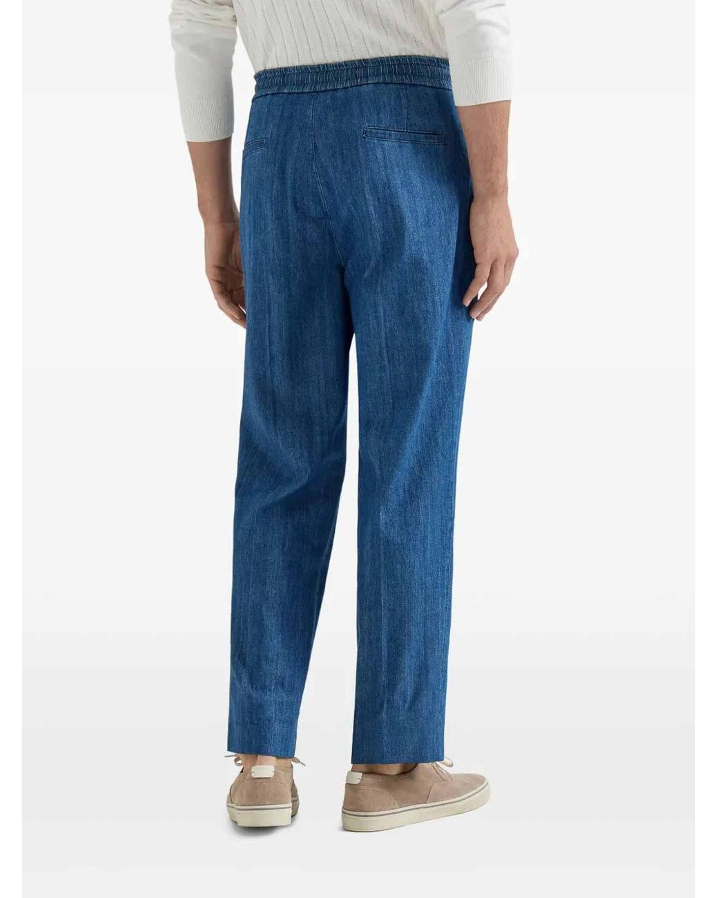 Brunello Cucinelli Blue Lightweight Jeans With Drawstring for men