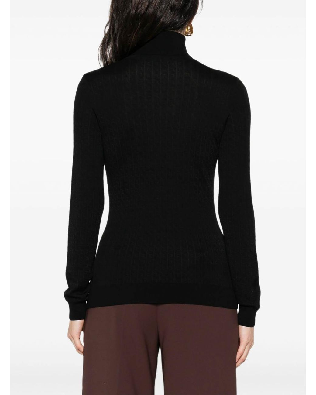 Elisabetta Franchi Black Wool Blend Turtle-Neck Sweater