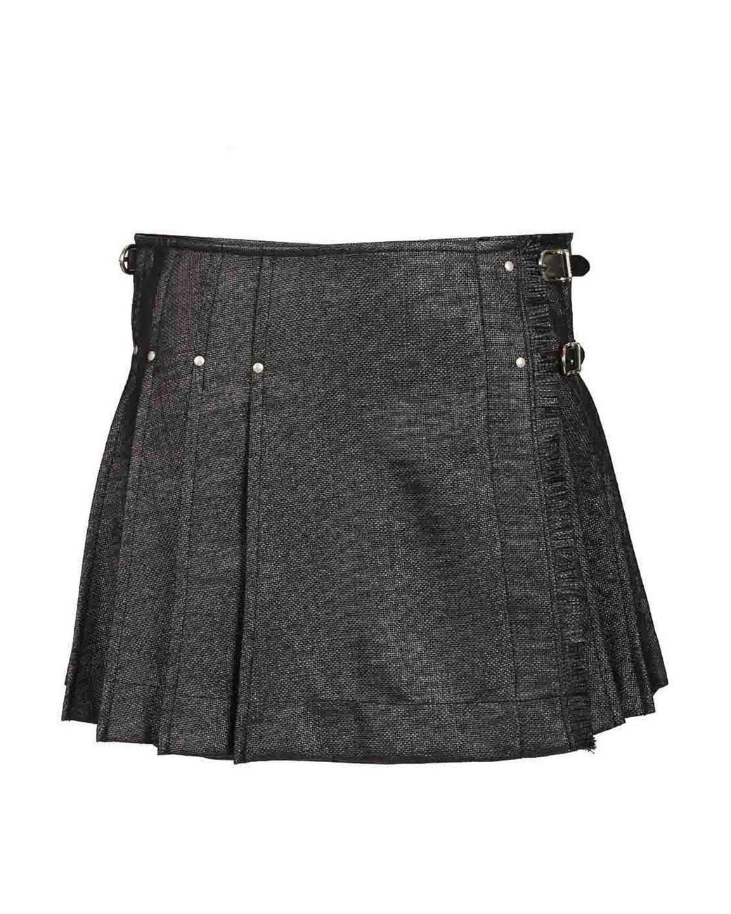 DURAZZI MILANO Black Tweed Kilt Skirt