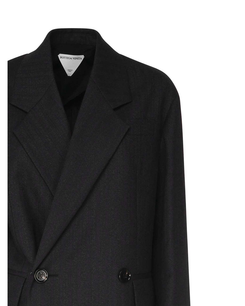 Bottega Veneta Black Striped Wool Belted Jacket