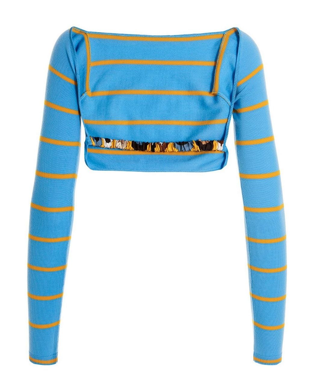 Emilio Pucci Blue Cut-Out Cropped Sweater