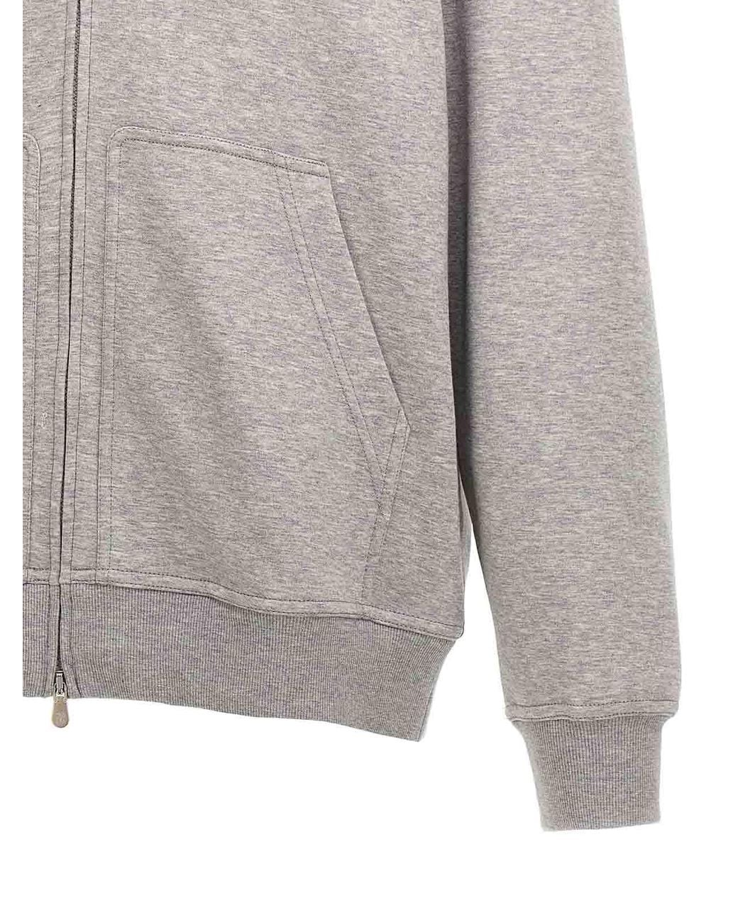 Brunello Cucinelli Gray Cotton Blend Hoodie for men