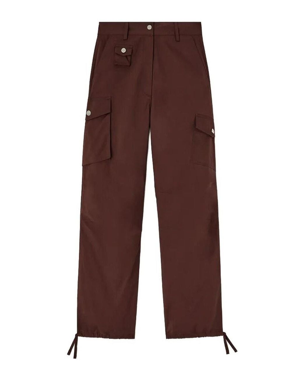 Ganni Brown Stretch Cotton Pocket Cargo Pants