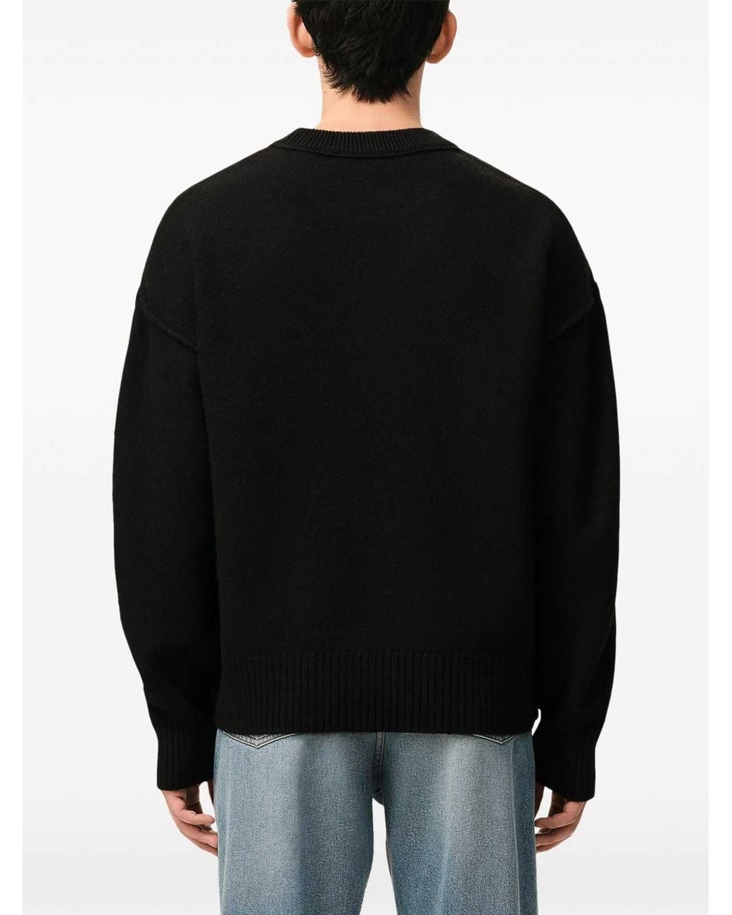 AMI Black Ami De Coeur Wool Crewneck Sweater