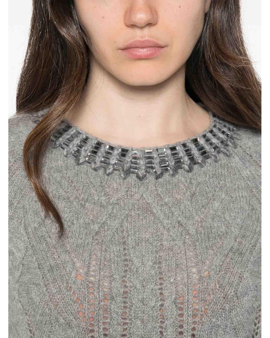 Ermanno Scervino Gray Cashmere Crewneck Sweater