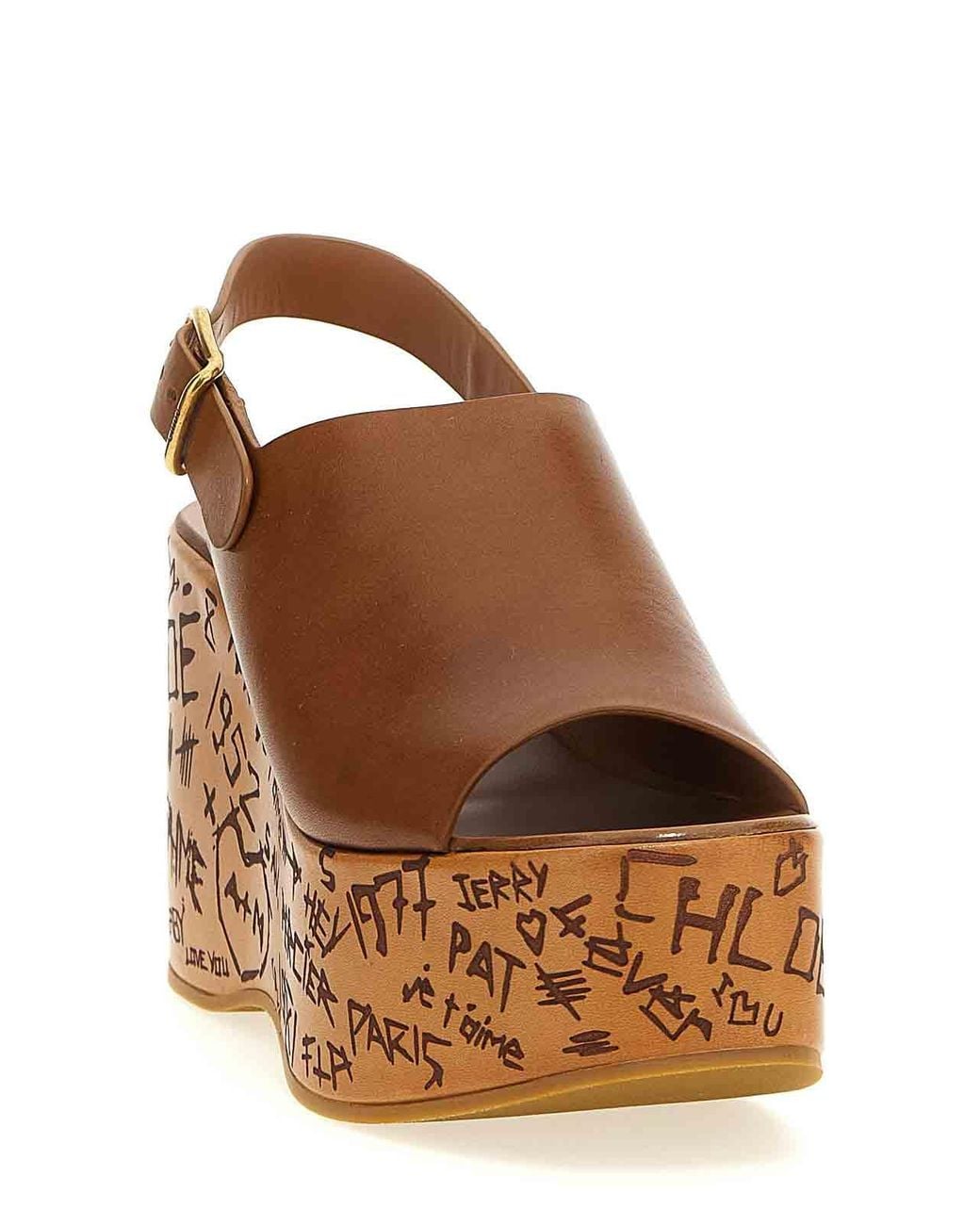 Chloé Brown Wedge Sandals Maxime