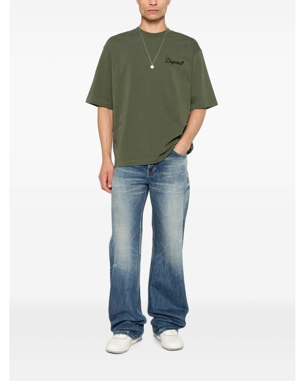DSquared² Green Crew-Neck Short-Sleeve Sweater for men