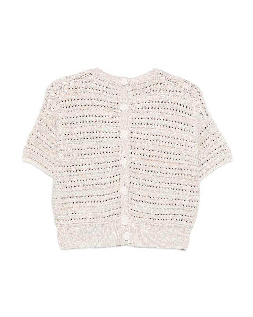 Emporio Armani White Cotton Open-Knit Cardigan