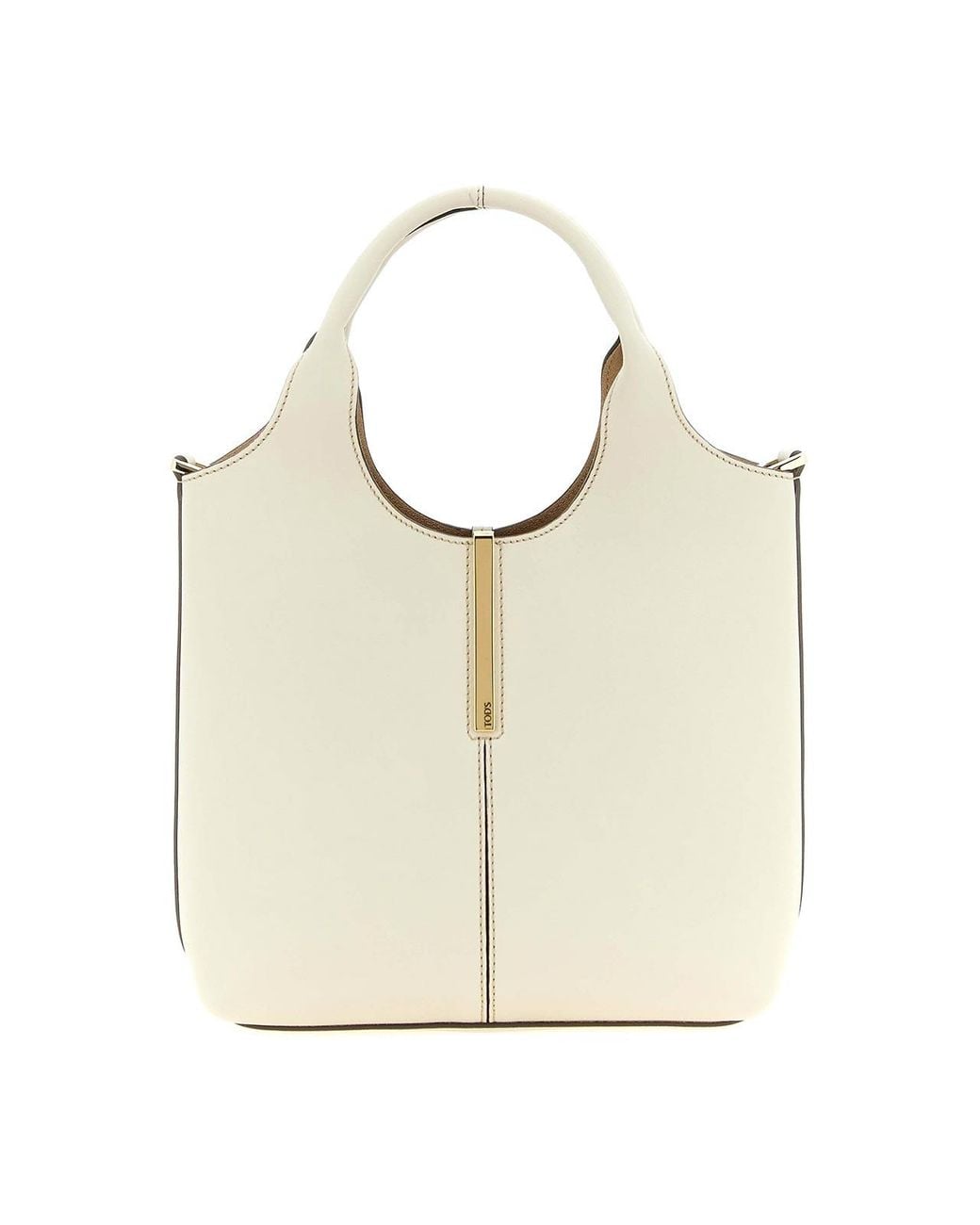 Tod's Natural Mini Metal Plate Shopping Bag