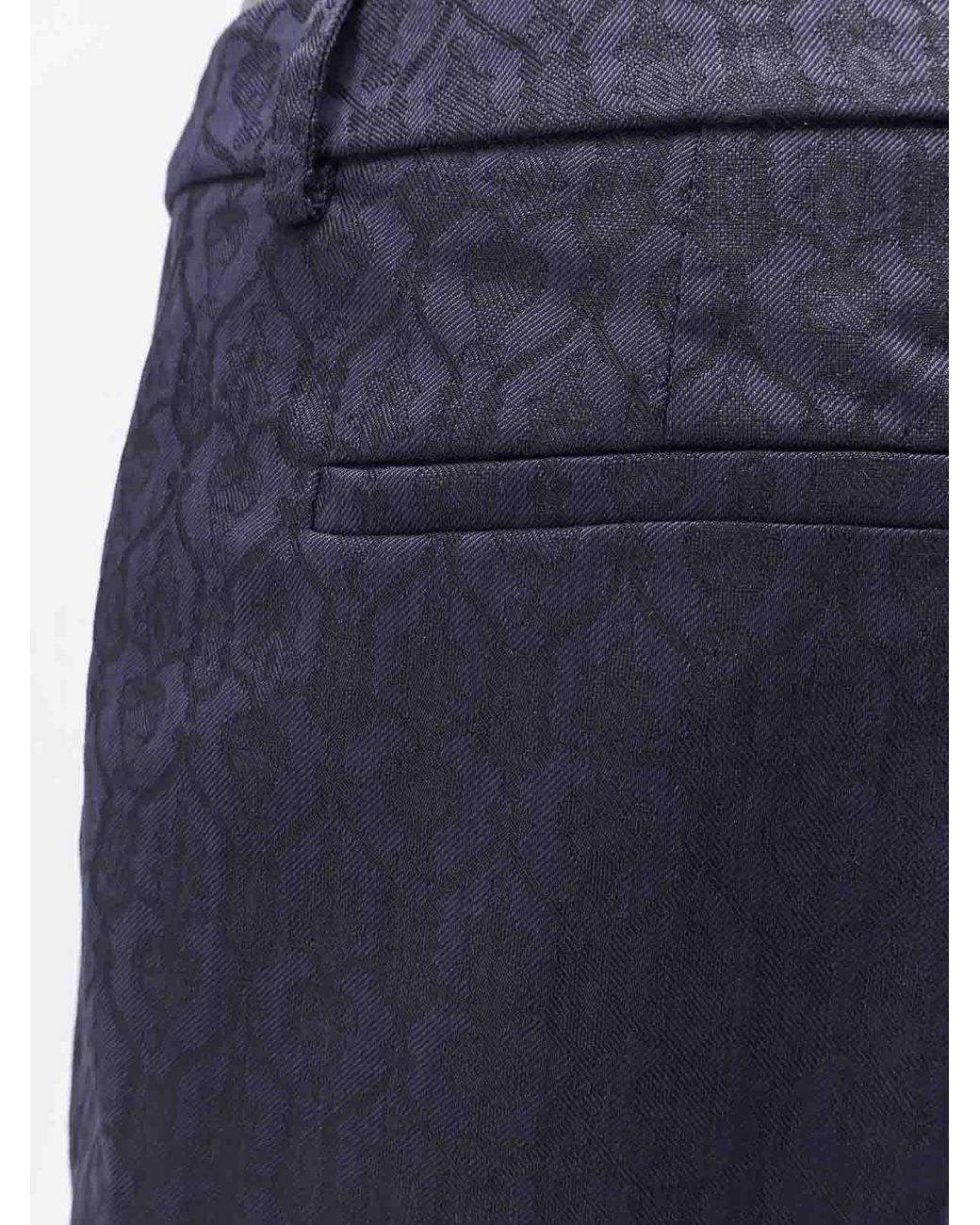 Etro Blue Wool Pants With Iconic Motif