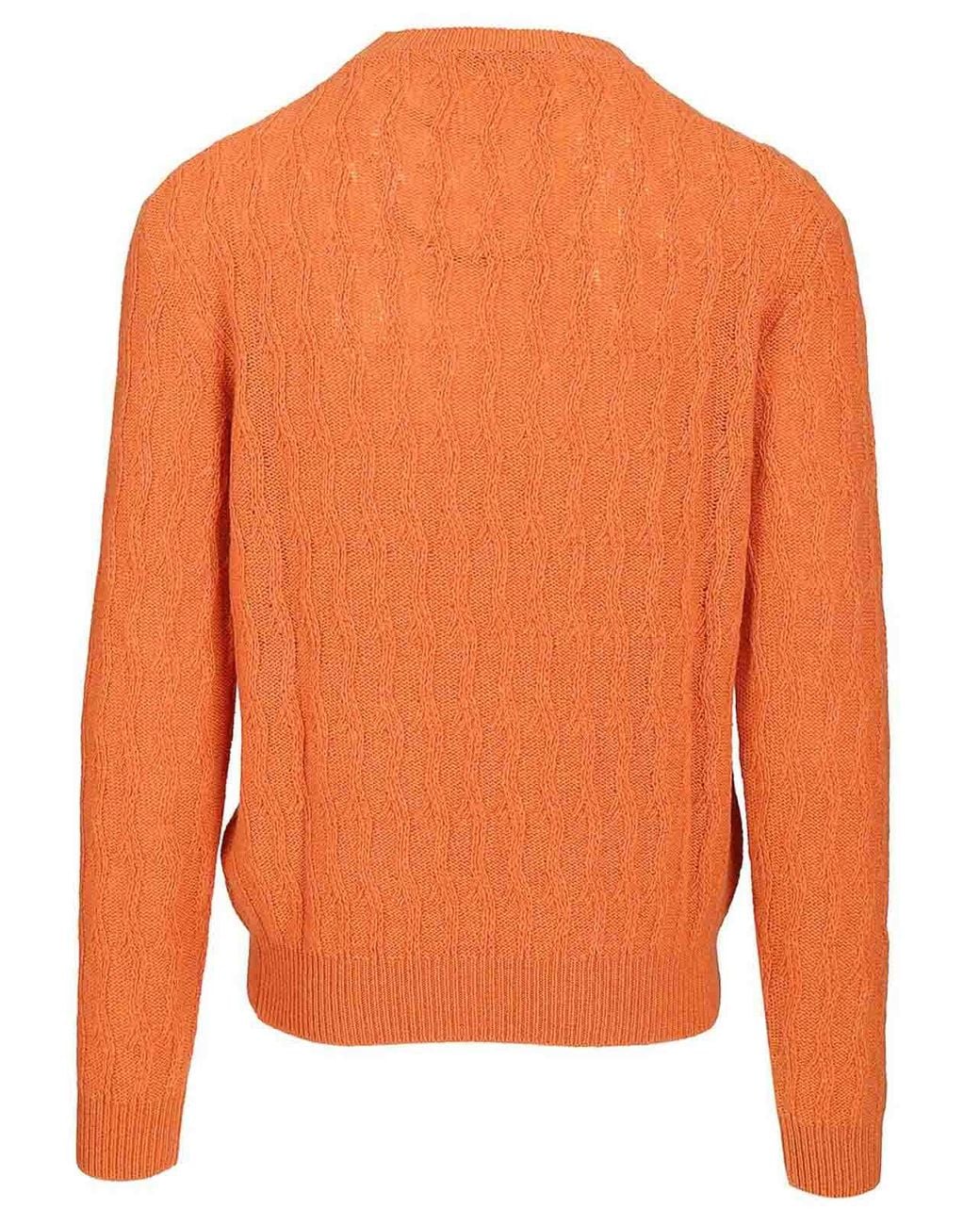 Etro Orange Cashmere Sweater for men