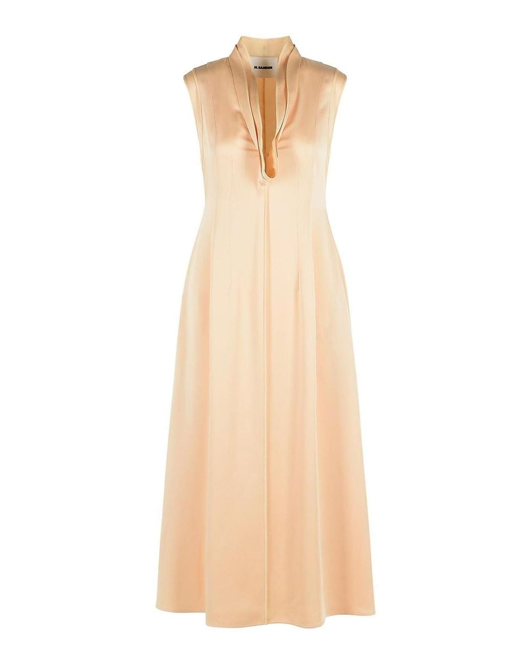 Jil Sander Natural Acetate And Peach Viscose Dress