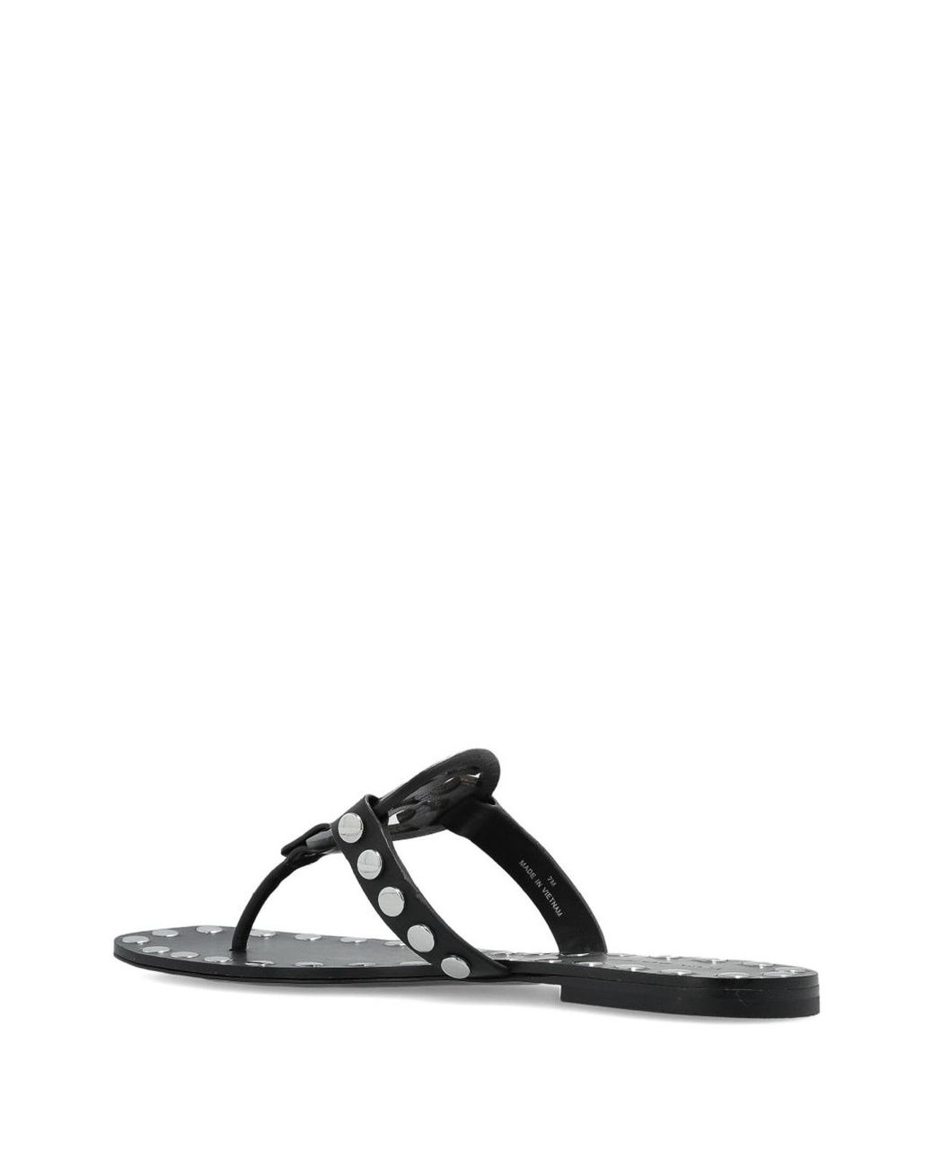 Tory Burch Black Studded Miller Leather Flat Sandals