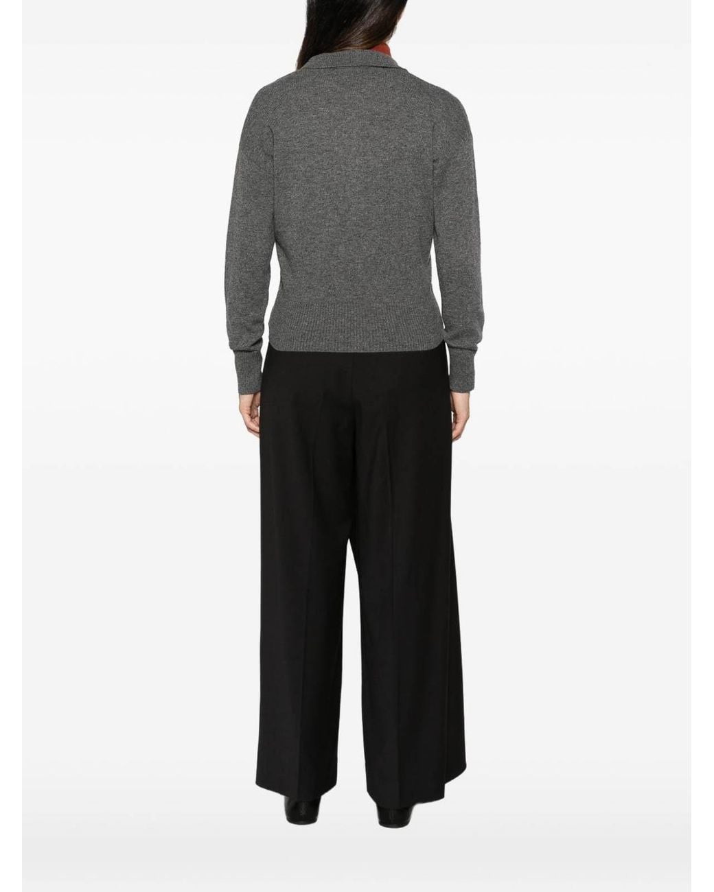 Alpha Studio Gray Wool-Cashmere Blend Polo Shirt