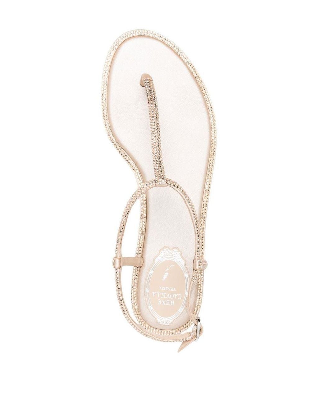 Rene Caovilla Natural Diana Satin Flat Thongs