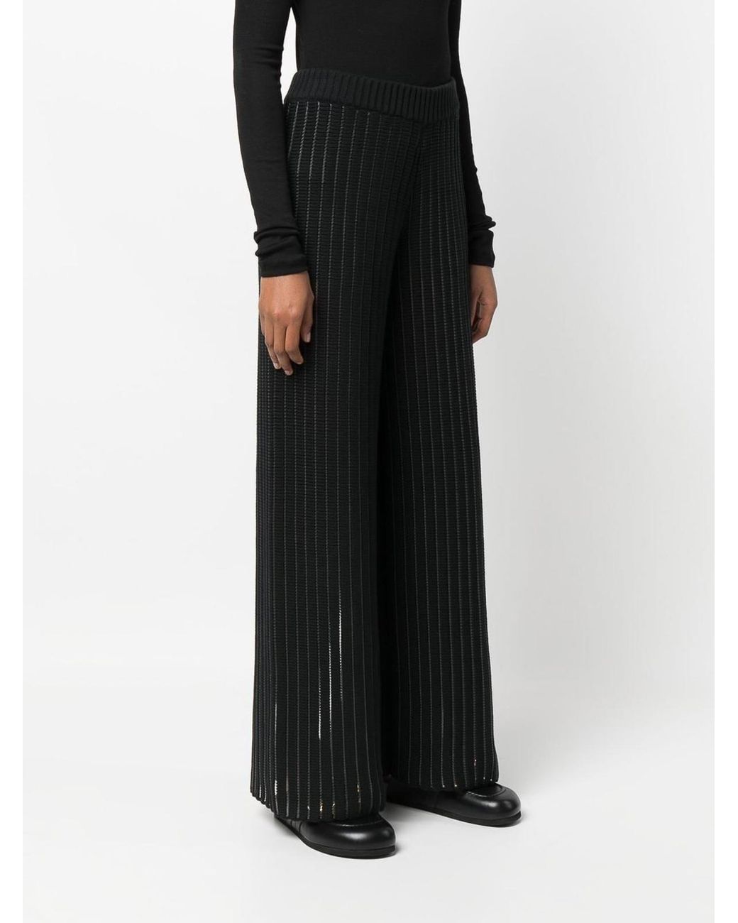 Fabiana Filippi Black Wide Leg Knittedd Trousers