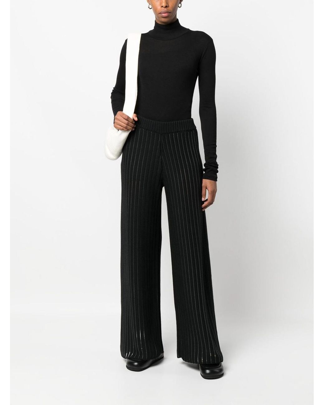 Fabiana Filippi Black Wide Leg Knittedd Trousers