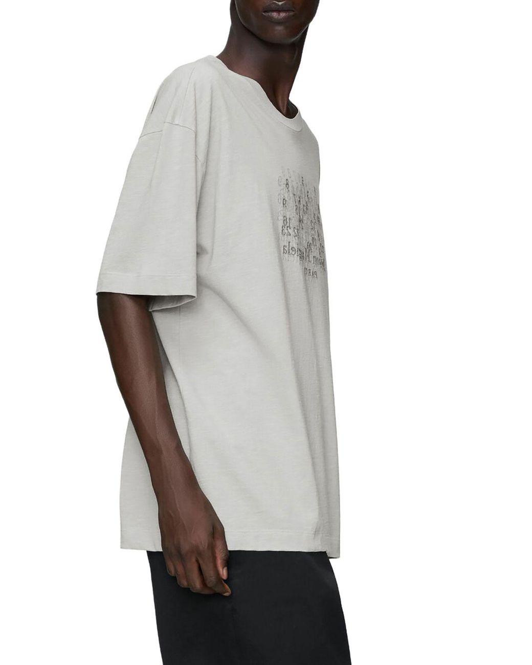Maison Margiela White Cotton T-Shirt With Tone-On-Tone Lettering Print for men