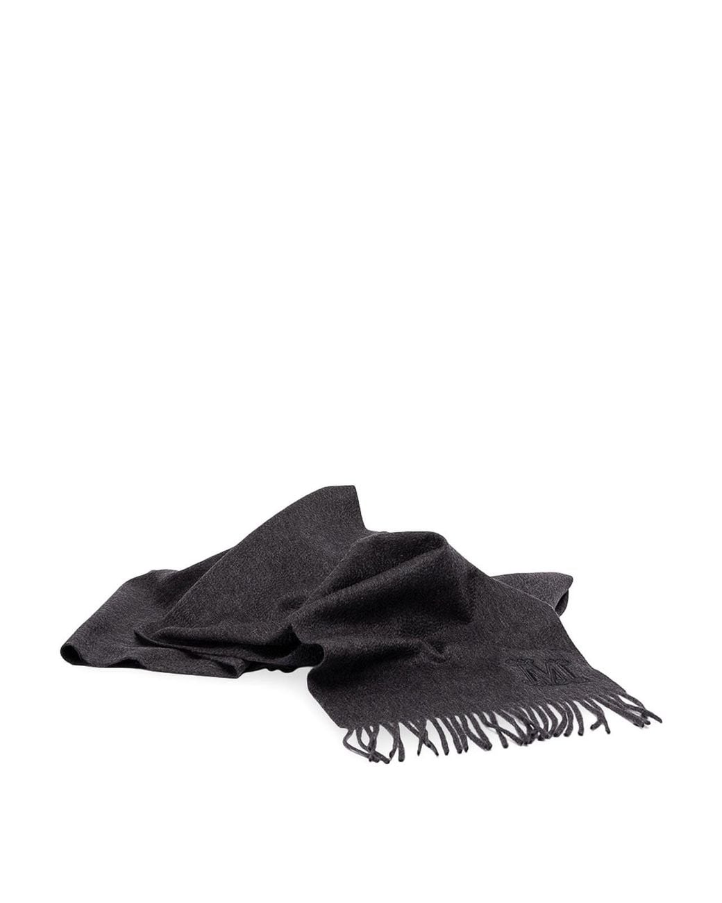 Max Mara Black Cashmere Stole With Monogram Embroidery