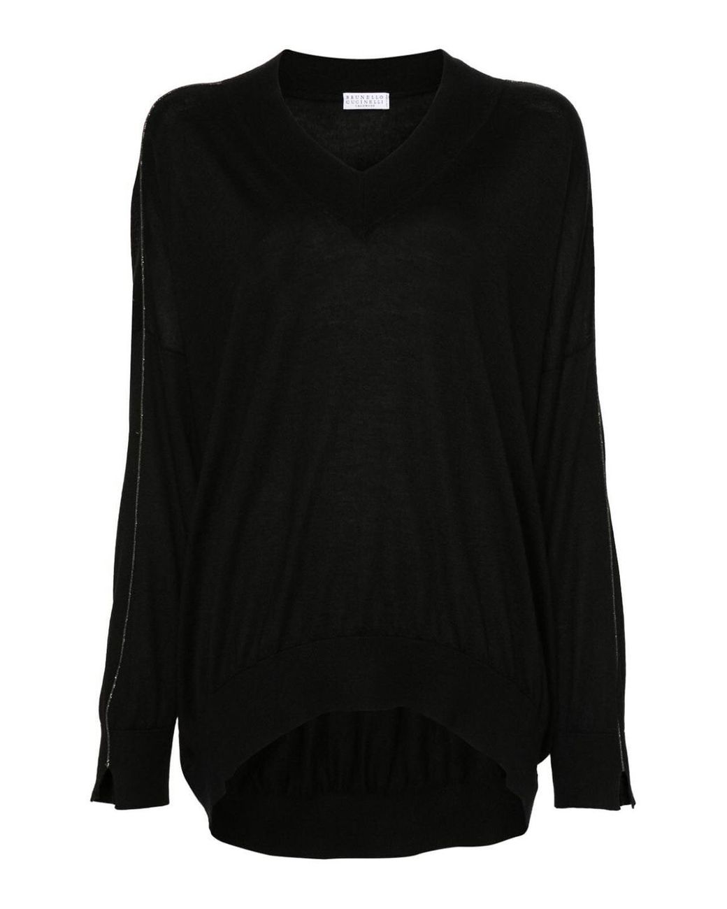 Brunello Cucinelli Black Long Sleeve V-Neck Sweater