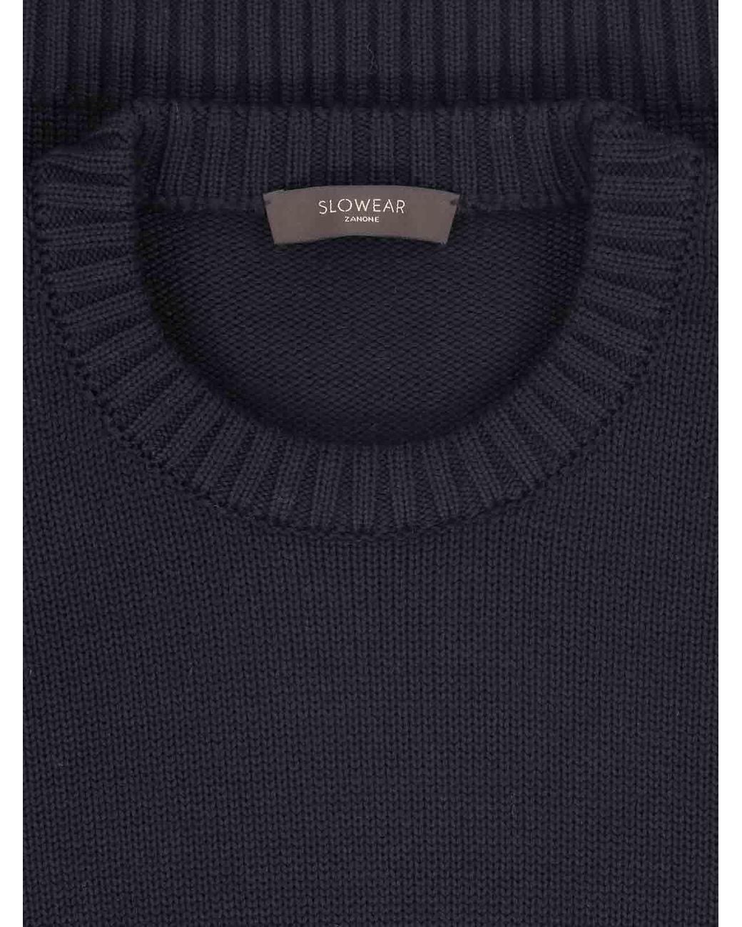 Zanone Blue Virgin Wool Sweater for men