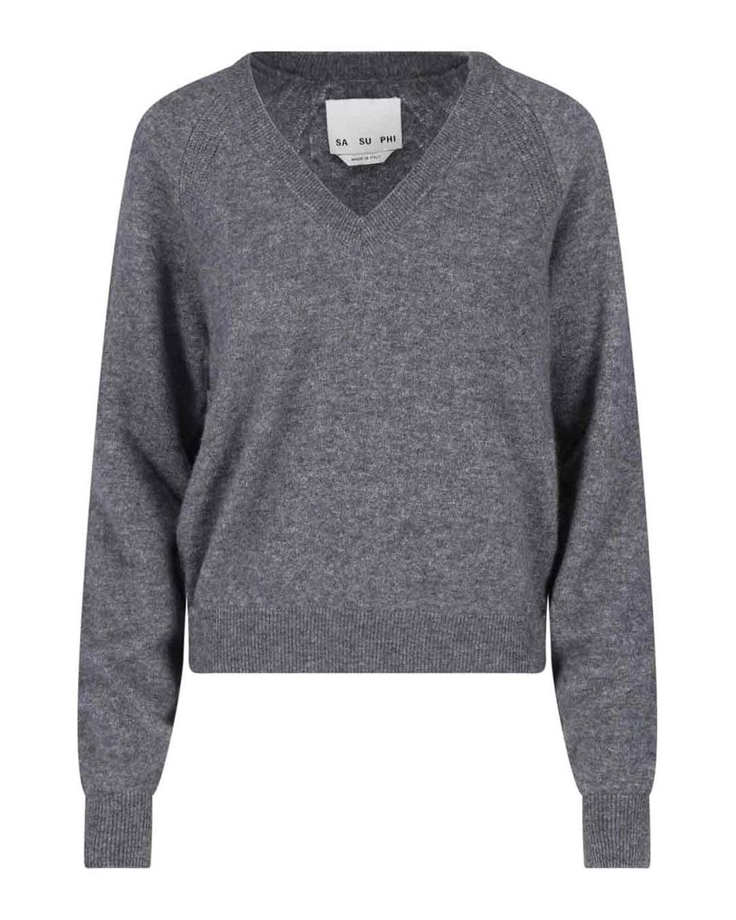 Sa Su Phi Gray Cashmere And Silk Sweater