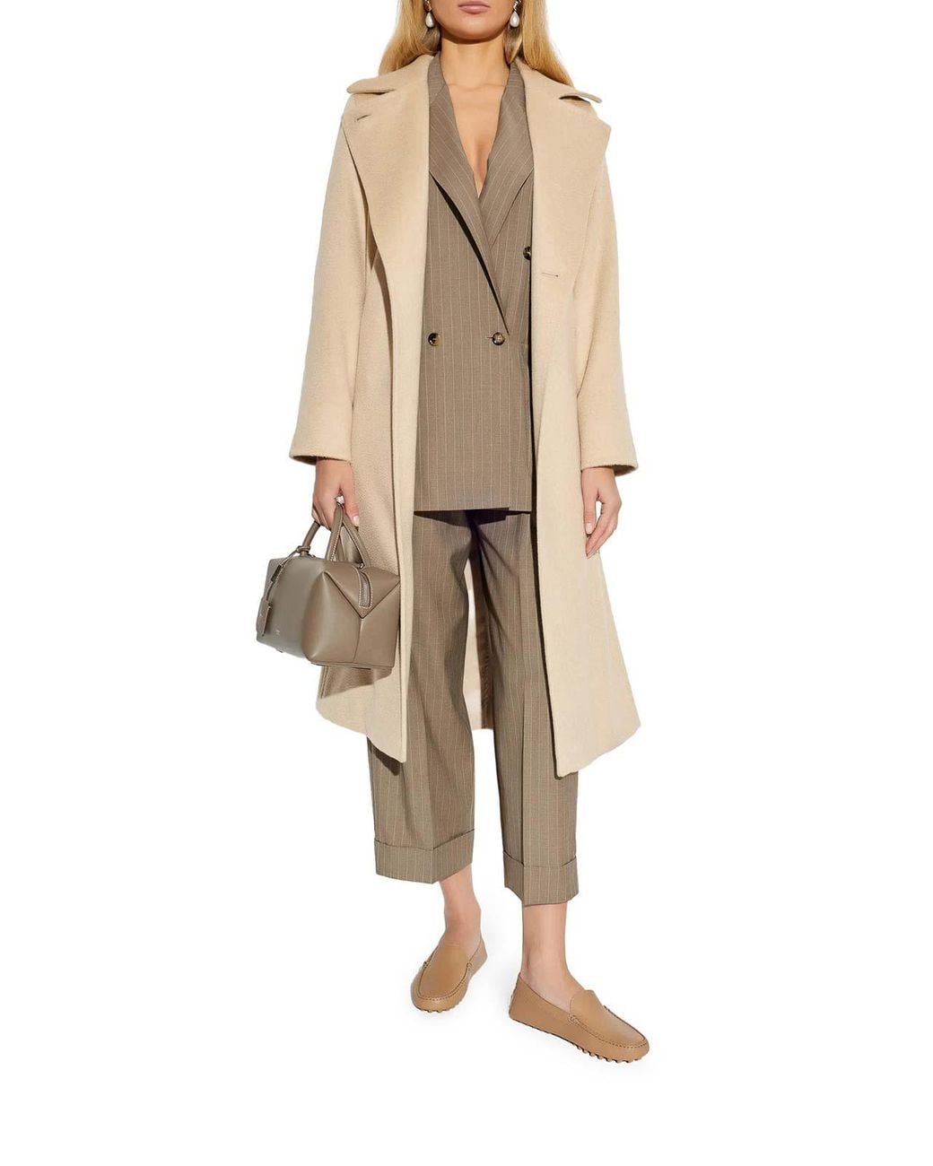 Max Mara Natural Riccio Camel Coat With Belt