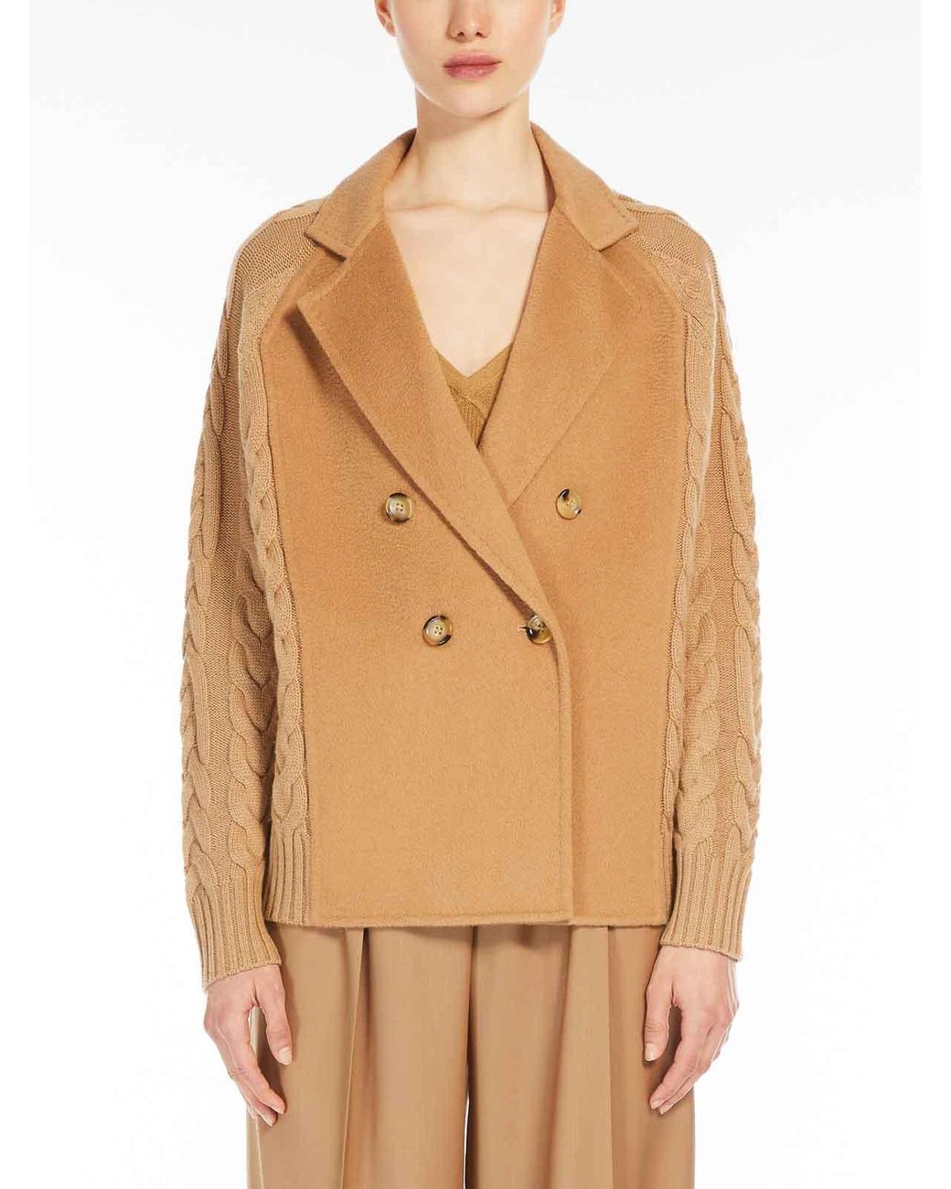 Max Mara Brown Micio Wool And Cashmere Pea Coat