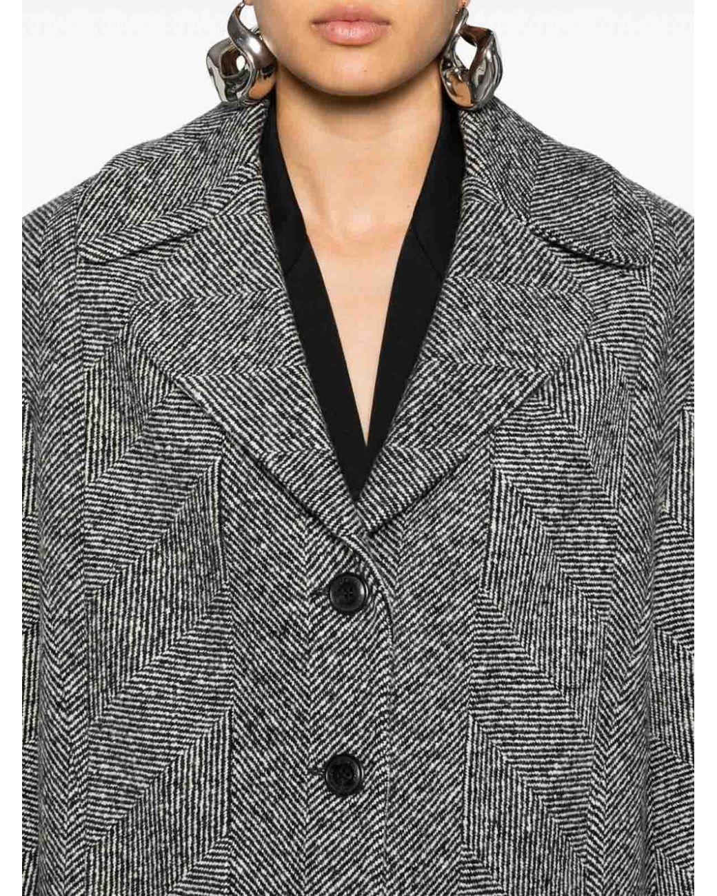 Ermanno Scervino Gray Houndstooth Coat