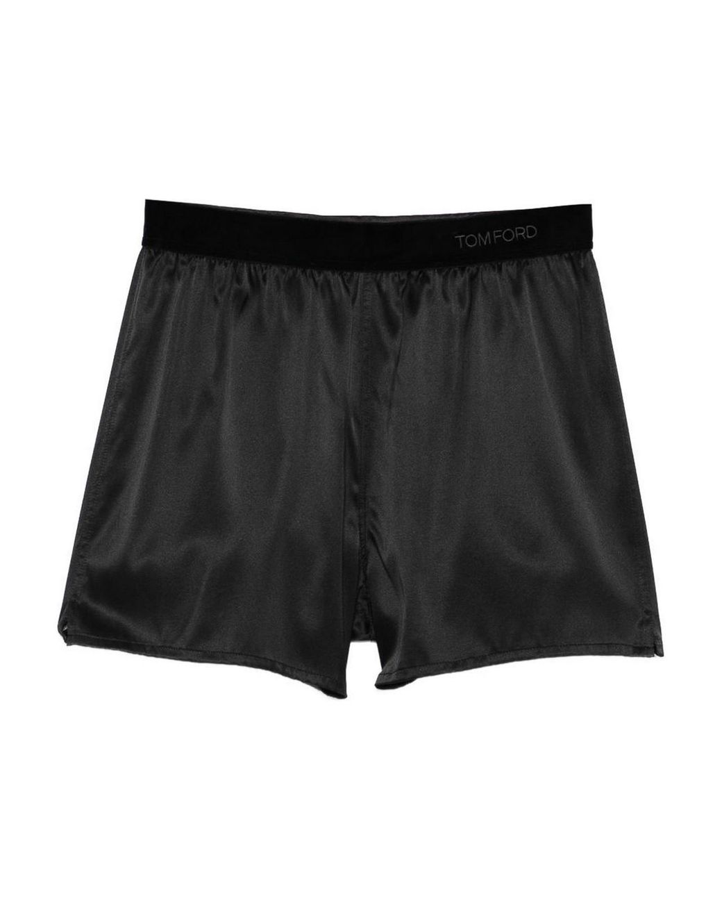 Tom Ford Black Logo-Waistband Silk Shorts