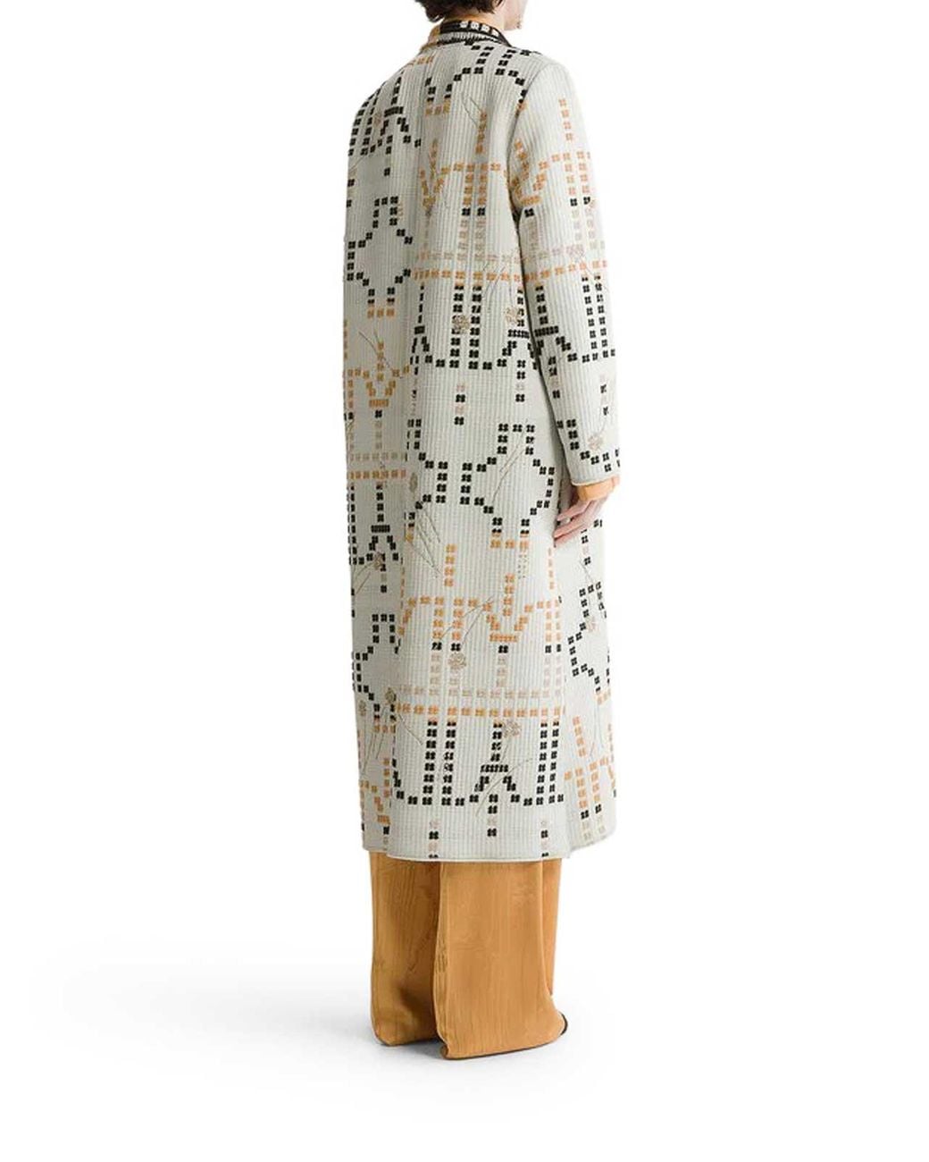 Forte_forte White Long Embroidered Jacquard Coat