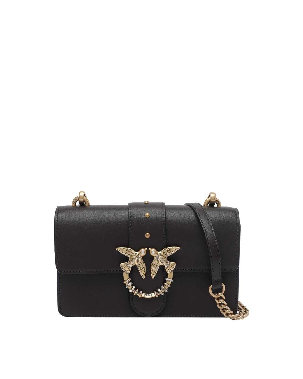 Pinko Black Mini Love One Jewel Buckle Crossbody Bag