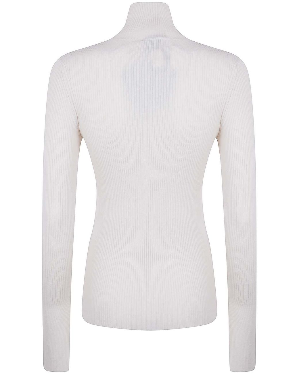 Patou White Rib Turtle Neck Jumper