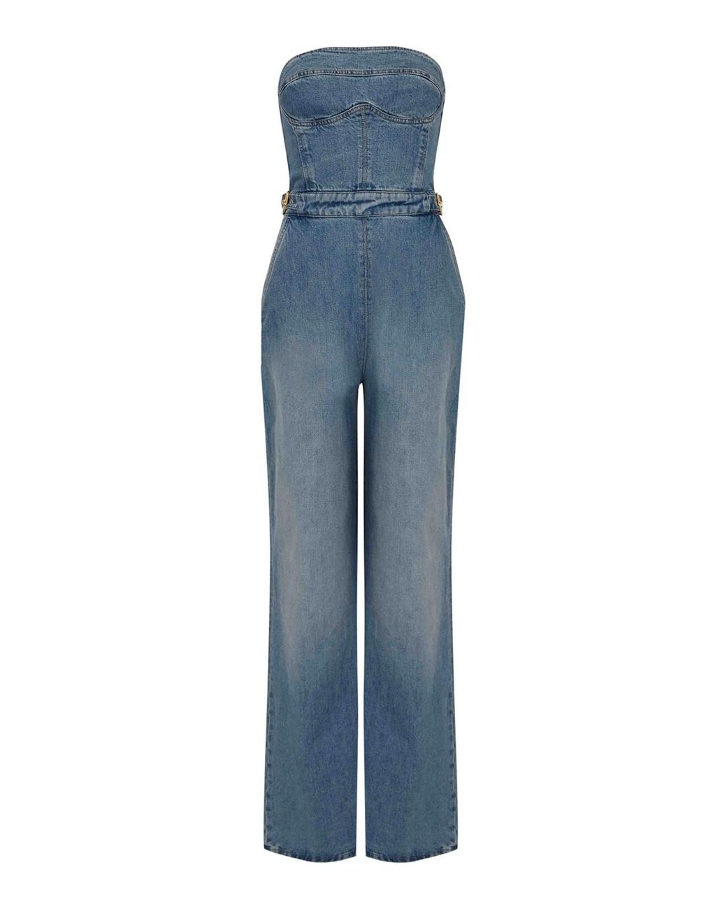 Elisabetta Franchi Blue Bustier Jumpsuit