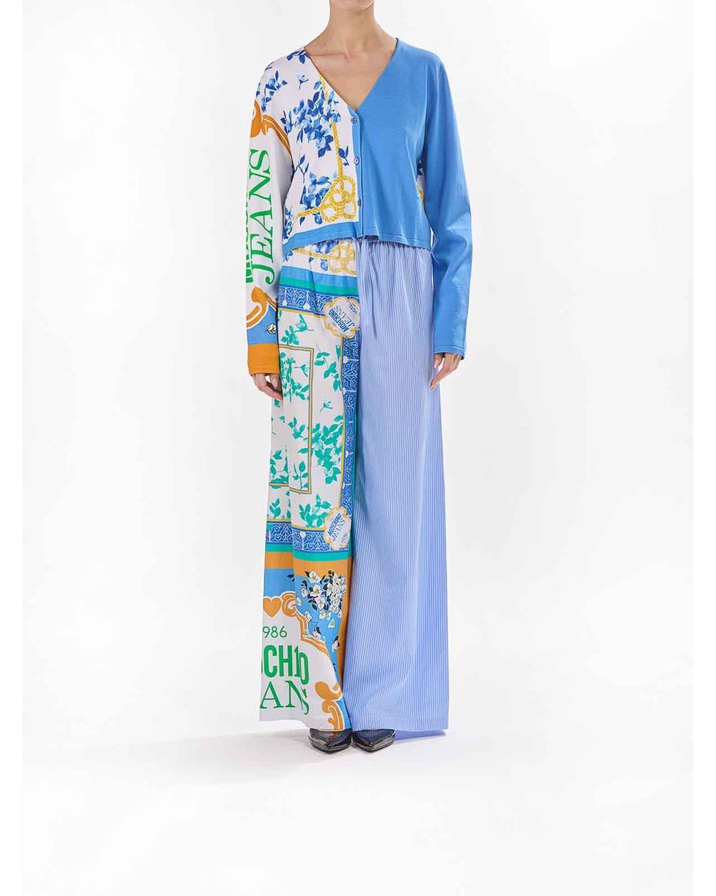 Moschino Blue Cardigan Stampa Foulard