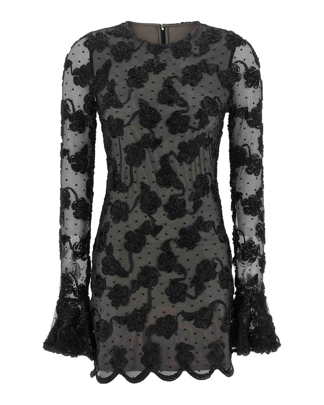 ROTATE BIRGER CHRISTENSEN Black Flower Mesh' Dress