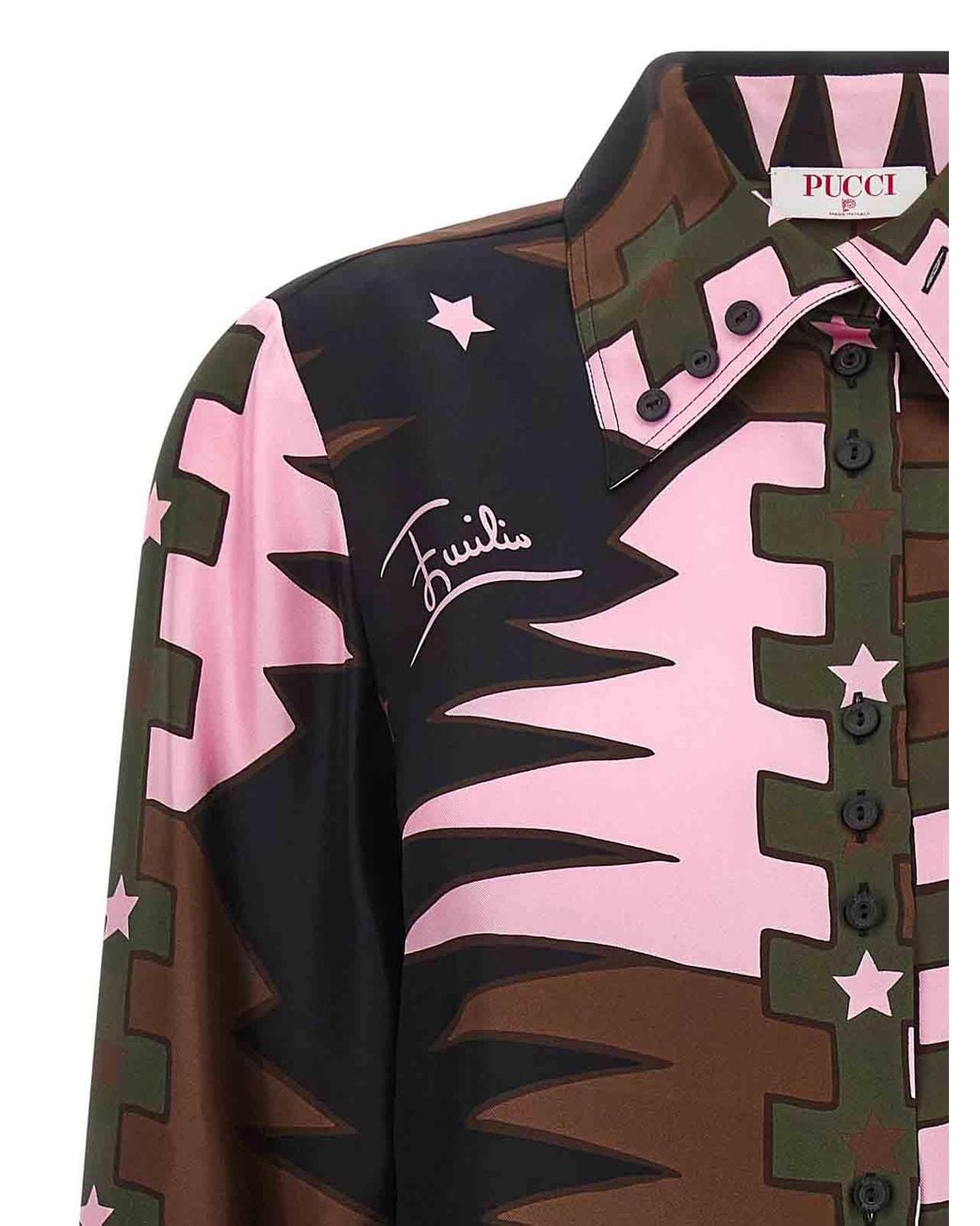 Emilio Pucci Multicolor Valdimontone Silk Shirt