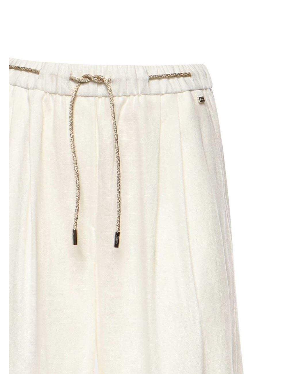 Herno White Linen Blend Trousers