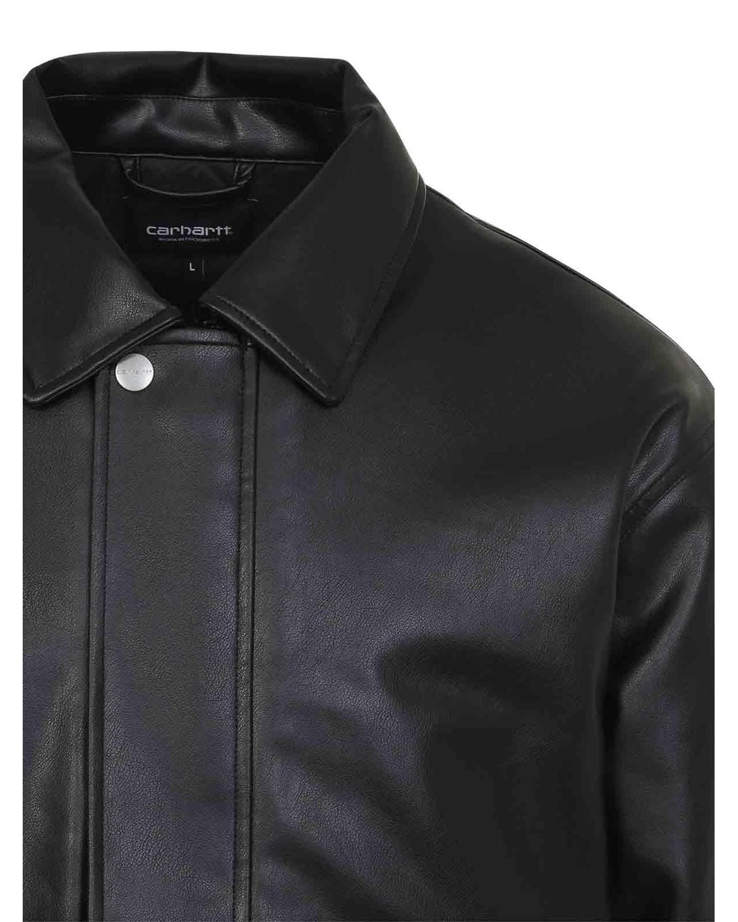 Carhartt Black Arizona Faux Leather Bomber Jacket for men