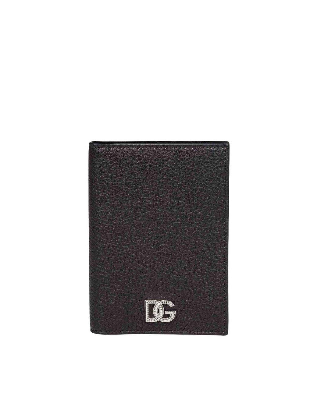 Dolce & Gabbana Black Leather Passport Holder for men