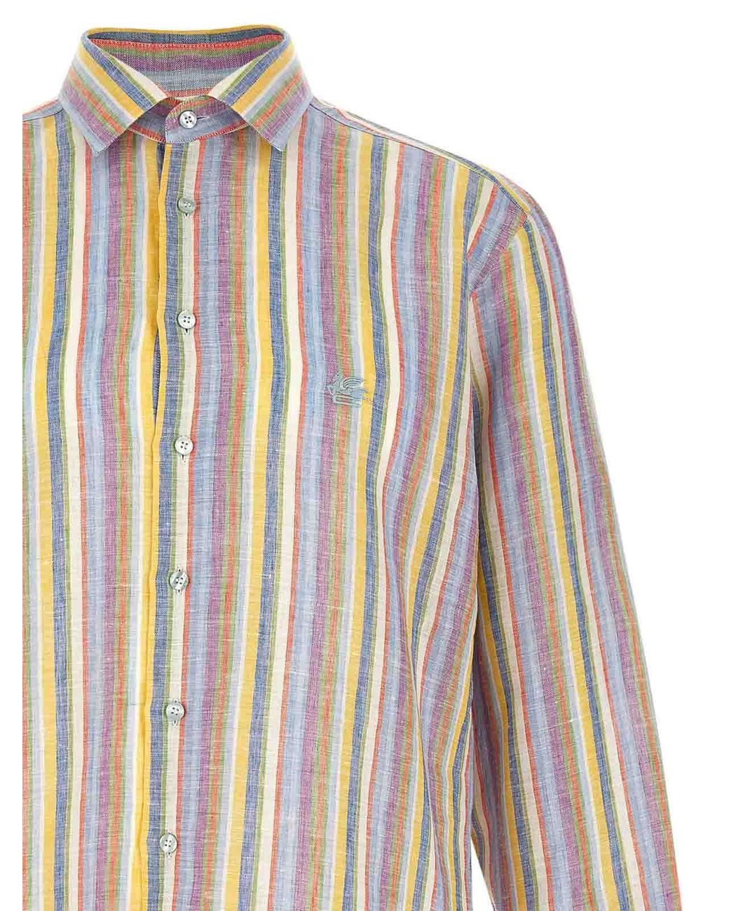 Etro White Striped Linen Shirt for men